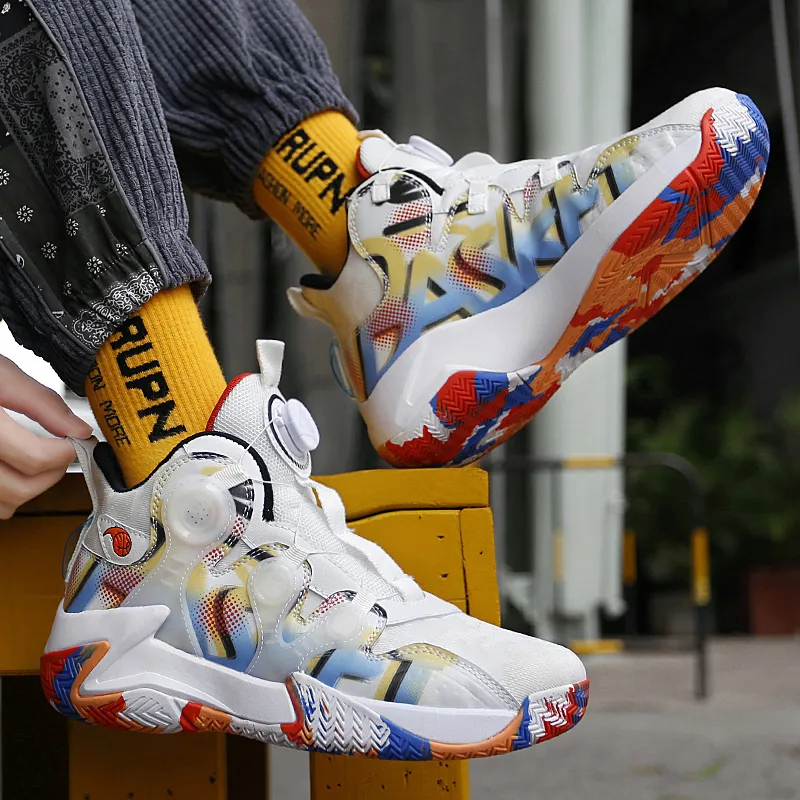 BIANSULONG Basketball Shoes Unisex High Top White Multicolor-4