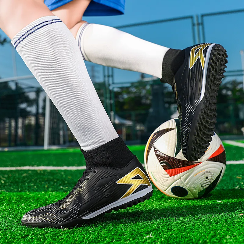 BIANSULONG Soccer Shoes Unisex High Top Black/White/Blue/Pink-4