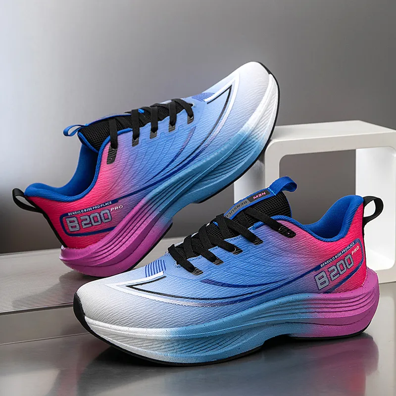 BIANSULONG Cushioning, Slip Resistant, Rebound Low Top Casual Long Distance Running Shoes Men's Electric Blue-2