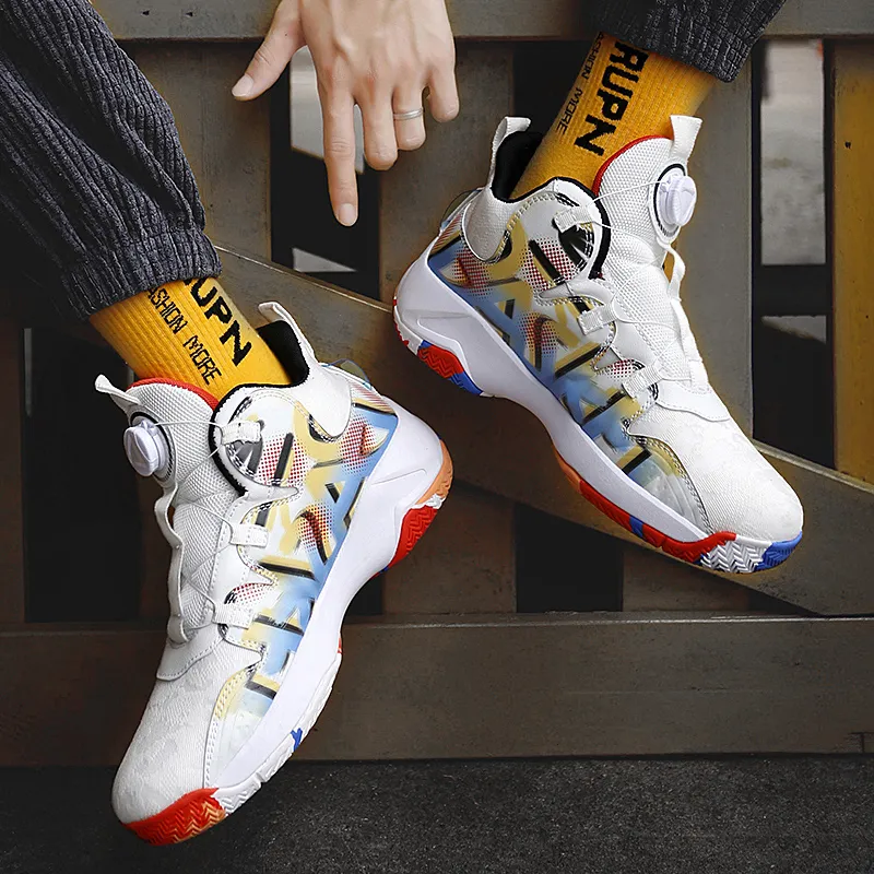 BIANSULONG Basketball Shoes Unisex High Top White Multicolor-3