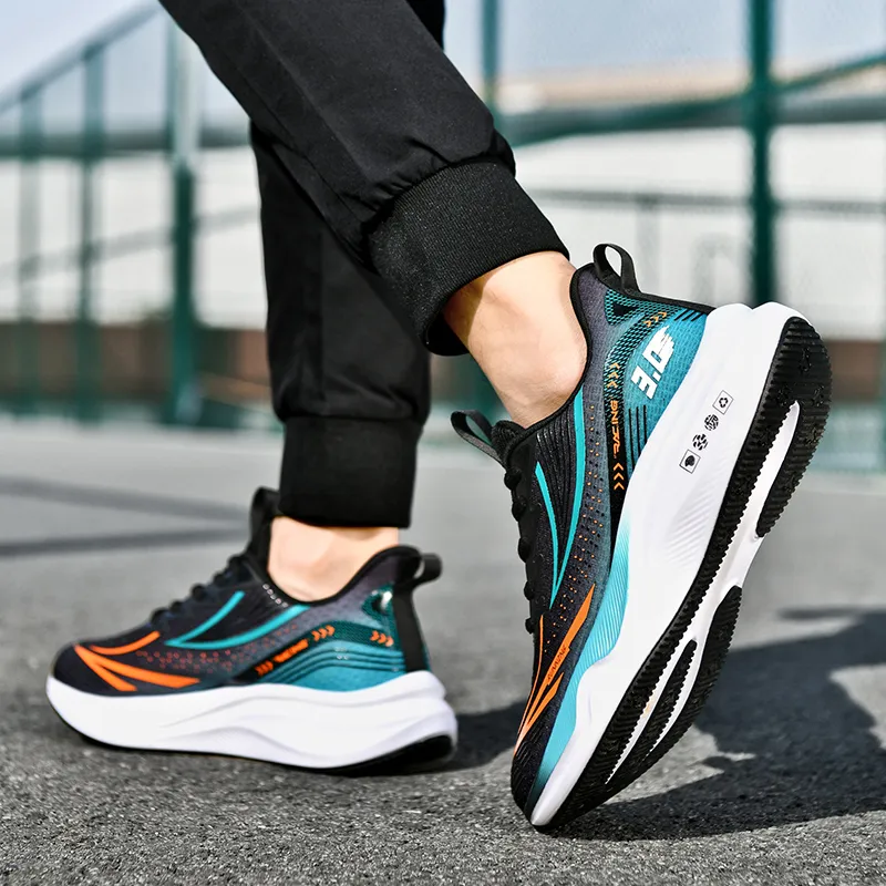 BIANSULONG Cushioned Wear Resistant Coverage Low Top Running Shoes Men's Black Green-2