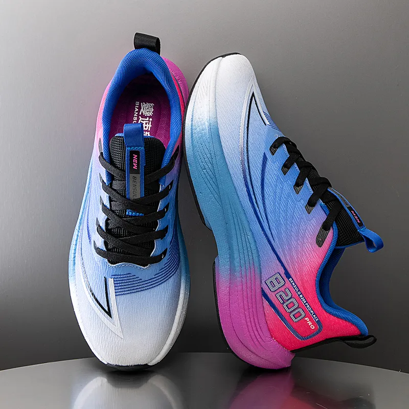 BIANSULONG Cushioning, Slip Resistant, Rebound Low Top Casual Long Distance Running Shoes Men's Electric Blue-4