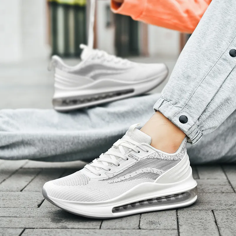BIANSULONG Running Shoes Men Low Top White Light Gray-2