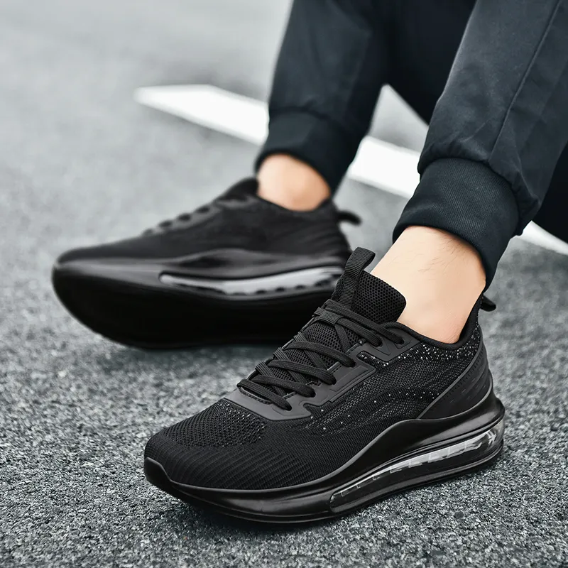 BIANSULONG Running Shoes Men Low Top Black Gray-3