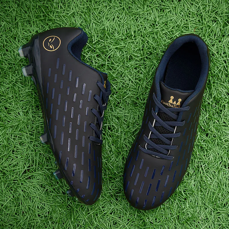 BIANSULONG FG Rubber Long Studs Soft Ground Slip-Resistant Coverage Impact-Resistant Soccer Shoes Unisex Black Gold-2