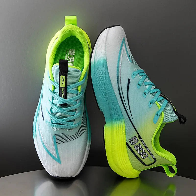 BIANSULONG Cushioning, Slip Resistant, Rebound Low Top Casual Running Shoes Men's Turquoise Peak Green-4