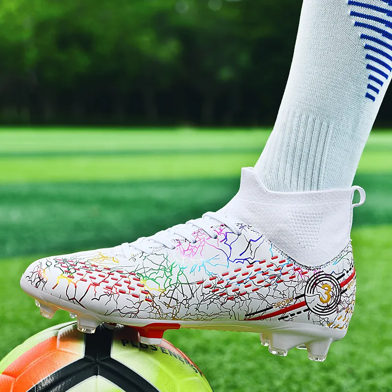 BIANSULONG Soccer Shoes Unisex High Top White Red-4