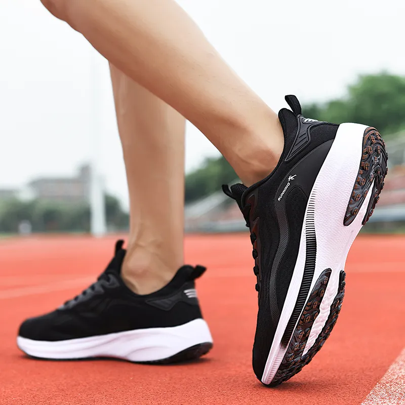 BIANSULONG Cushioned Slip-Resistant Abrasion-Resistant Low-Top Casual Running Shoes Unisex Black-2