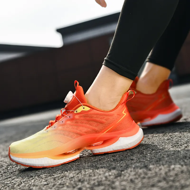 BIANSULONG Wear Resistant Lightweight Rebound Low Top Casual Running Shoes Men's Orange-4