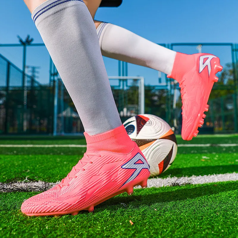 BIANSULONG Soccer Shoes Unisex High Top Black/White/Blue/Pink-38