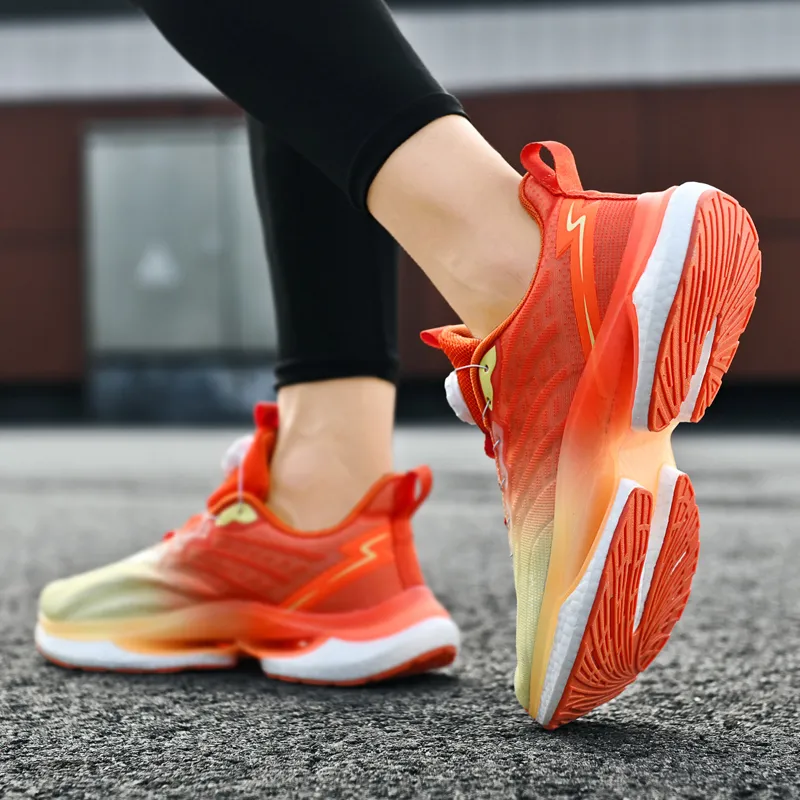 BIANSULONG Wear Resistant Lightweight Rebound Low Top Casual Running Shoes Men's Orange-2