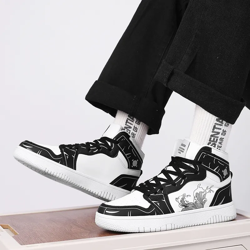 BIANSULONG Thermal Slip Resistant And Abrasion Resistant High Top Skateboard Shoes Men's-4