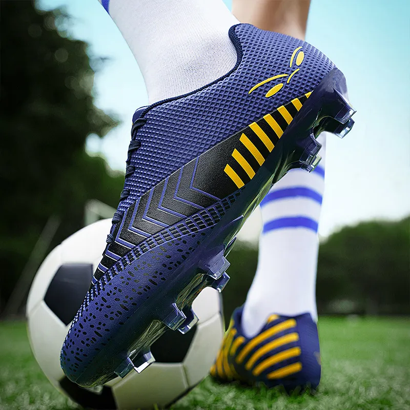 BIANSULONG FG Rubber Long Studs Cushioning Anti-Slip Wear-Resistant Impact-Resistant Soccer Shoes Unisex Blue-3