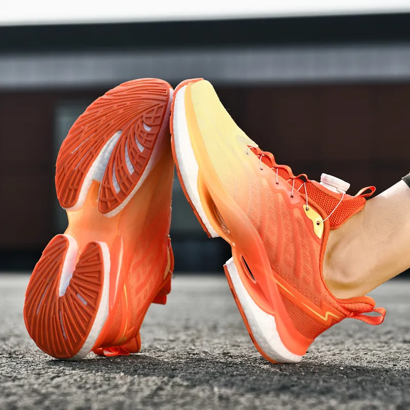 BIANSULONG Wear Resistant Lightweight Rebound Low Top Casual Running Shoes Men's Orange-1