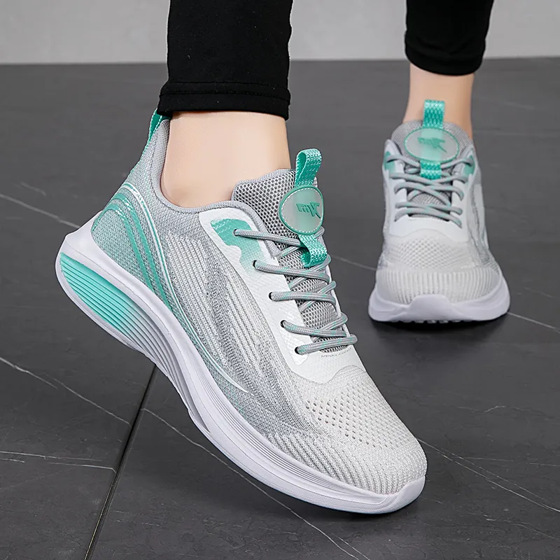 BIANSULONG Wear Resistant Wide Coverage Lightweight Low Top Casual Running Shoes Men's Gray Grass Green-2