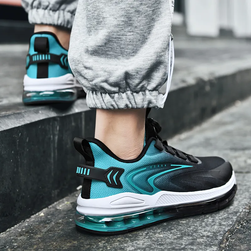 BIANSULONG Cushioned Slip-Resistant Abrasion-Resistant Low-Top Full-Length Air Cushion Running Shoes Men's Black-8