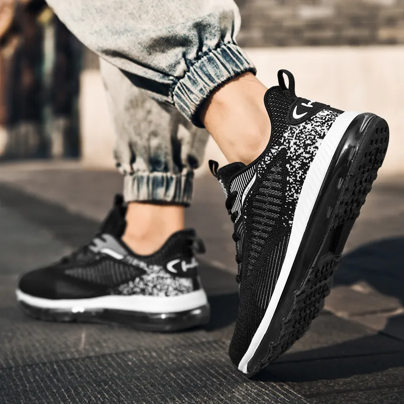 BIANSULONG Cushioned Slip Resistant Abrasion Resistant Low Top Casual Running Shoes Men's Black-2
