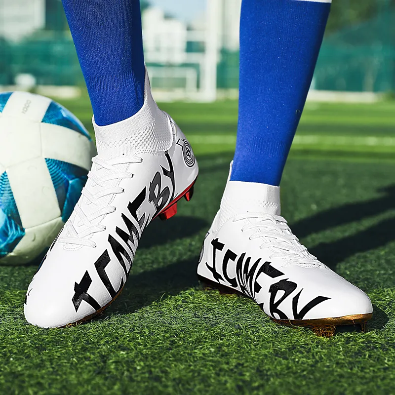 BIANSULONG TF Rubber Broken Studs Cushioned Slip Resistant Abrasion Resistant Soccer Shoes Unisex White-7