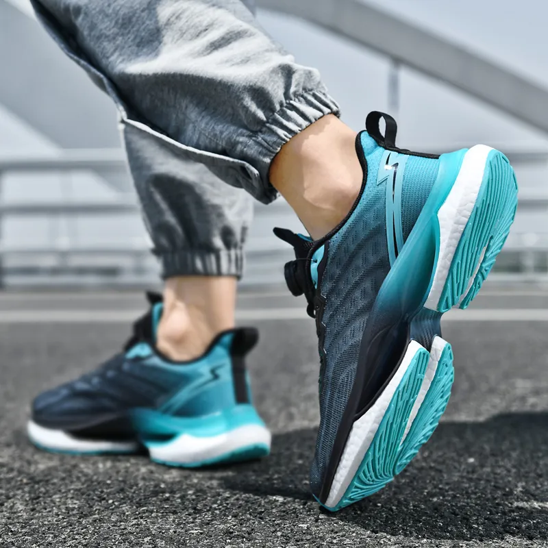 BIANSULONG Coverage Lightweight Rebound Low Top Casual Running Shoes Men's Black Cyan Moon-3
