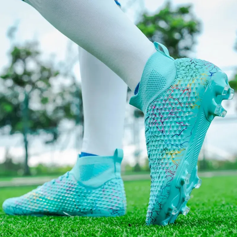 BIANSULONG FG Rubber Long Studs Soft Ground Firm Ground Cushioned Slip-Resistant Abrasion-Resistant Soccer Shoes Unisex-3