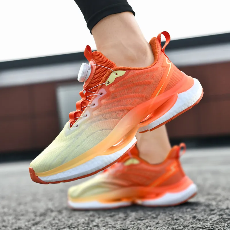 BIANSULONG Wear Resistant Lightweight Rebound Low Top Casual Running Shoes Men's Orange-3