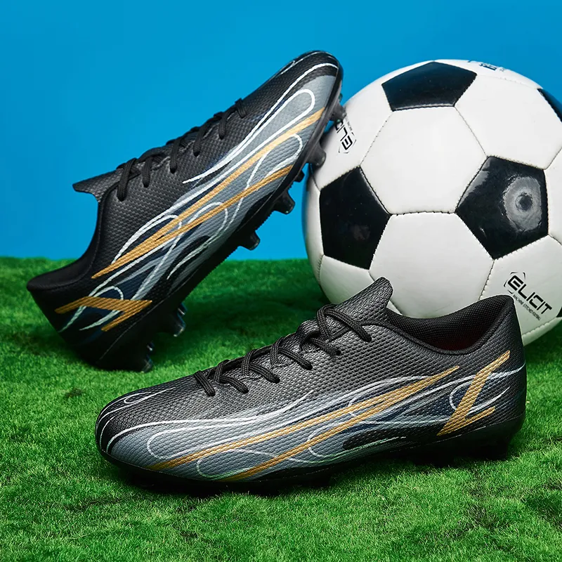 BIANSULONG Soft Ground Abrasion Resistant Coverage Impact Resistant Soccer Shoes Unisex Black-6