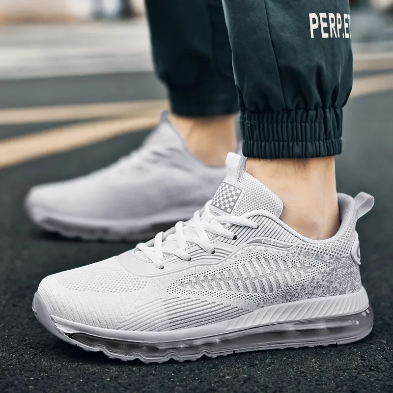 BIANSULONG Wear Resistant Height Increasing Coverage Low Top Casual Running Shoes Men's White-2