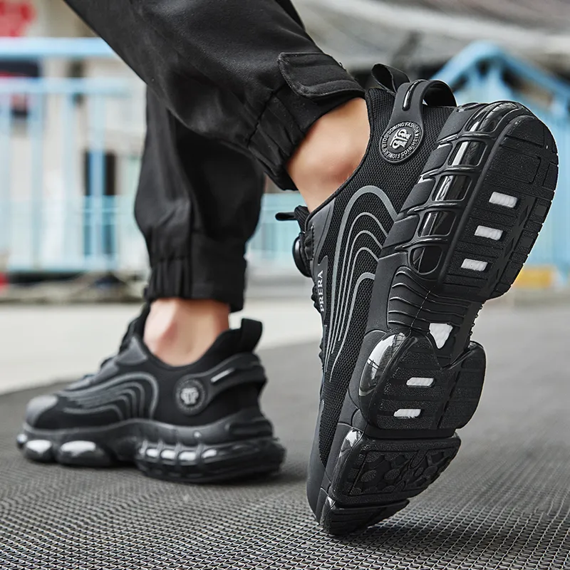 BIANSULONG Reflective Rebound Height Increasing Breathable Low-Top Casual Running Shoes Unisex Black-5