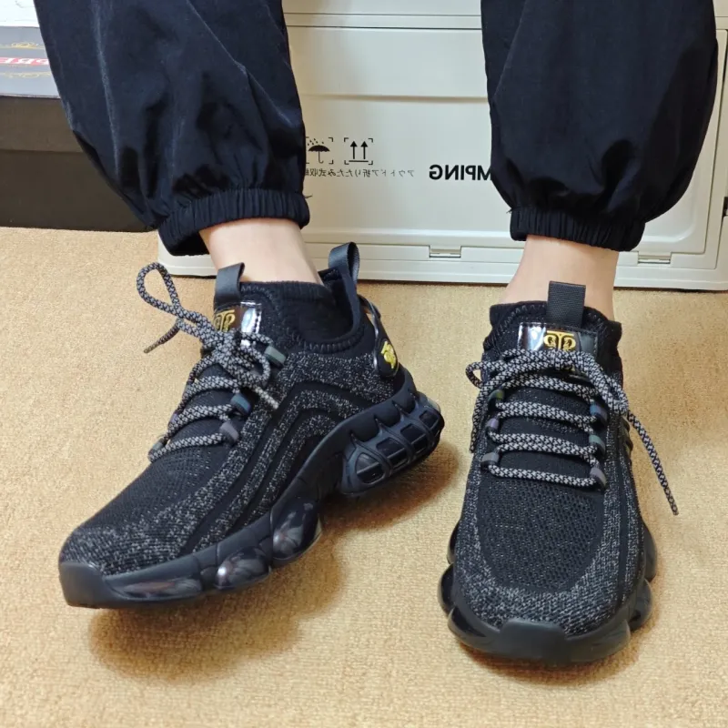 BIANSULONG Running Shoes Men Low Top Black-2
