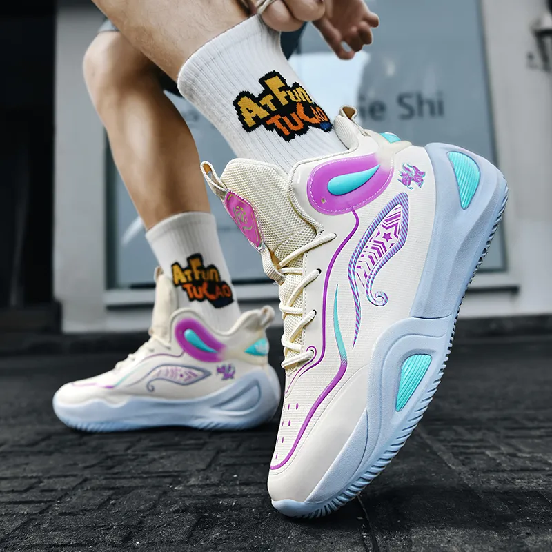 BIANSULONG Shock Absorbers With Slip Resistant And Abrasion Resistant Properties Mid Top Basketball Shoes Unisex-4