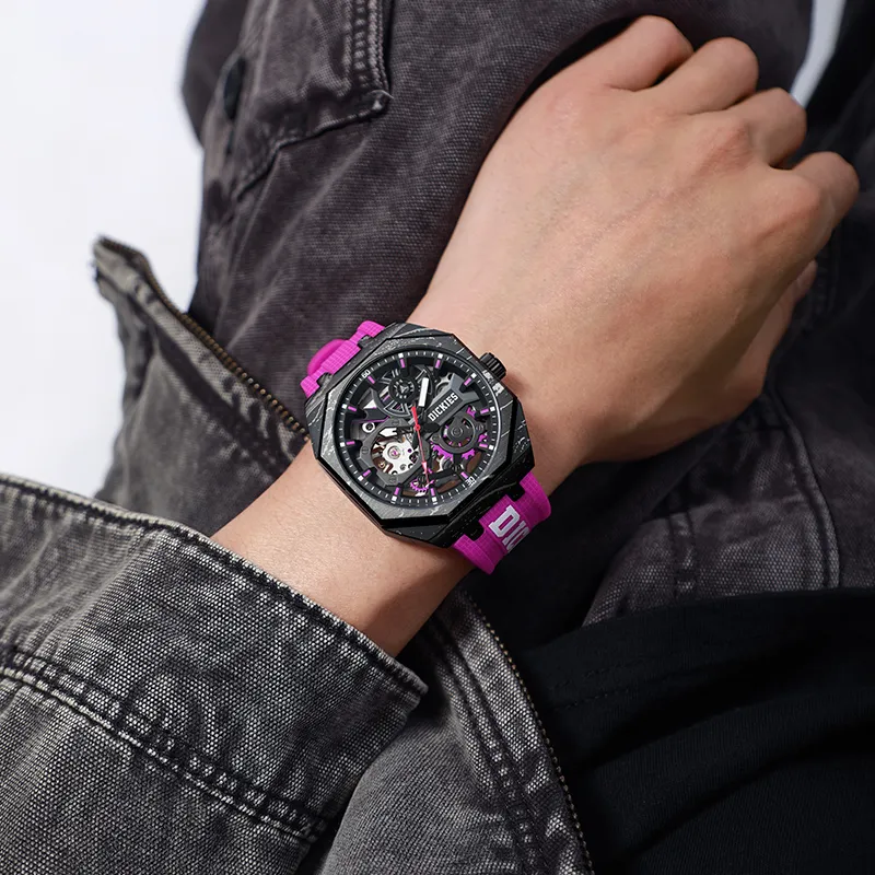 Dickies Wrist Watch Mechanical Movement Silicone Strap Black Dial Men's Watches Mechanical Watch Cool Box-6