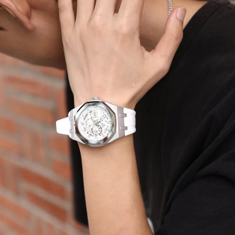 Lee Pioneer Wrist Watch Mechanical Movement Silicone Strap Black Dial Men's Watches Etiquette Classic Box-5