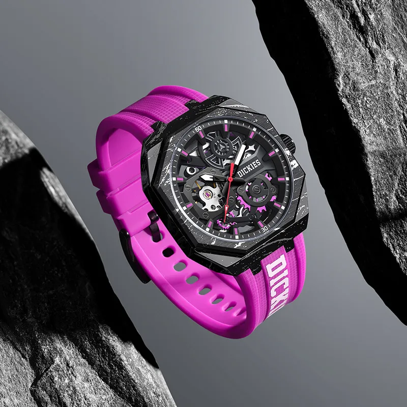 Dickies Wrist Watch Mechanical Movement Silicone Strap Black Dial Men's Watches Mechanical Watch Cool Box-5