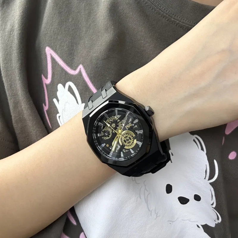 Lee Pioneer Wrist Watch Mechanical Movement Silicone Strap Black Dial Men's Watches Etiquette Classic Box-22