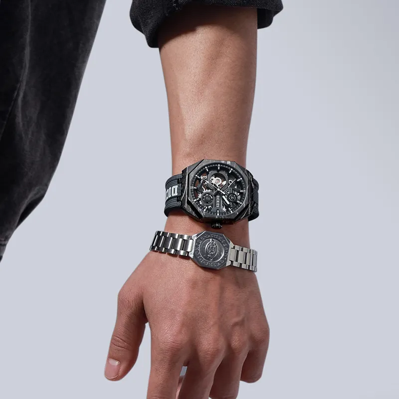 Dickies Wrist Watch Mechanical Movement Silicone Strap Black Dial Men's Watches Mechanical Watch Cool Box-3