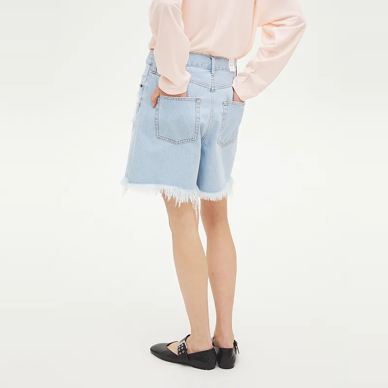 MOUSSY Denim Shorts Women's Light Blue-3