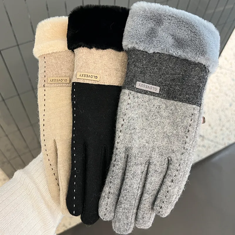 PALBAS Sheep Wool Knit Gloves Women's-3