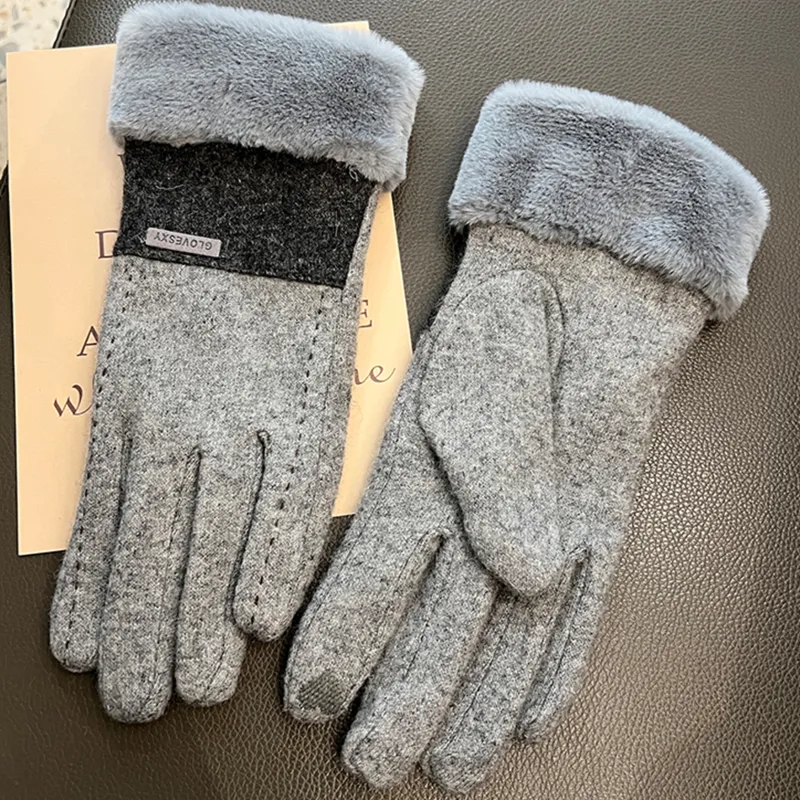 PALBAS Sheep Wool Knit Gloves Women's-9