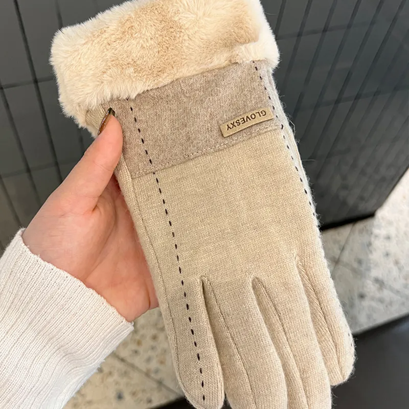 PALBAS Sheep Wool Knit Gloves Women's-6