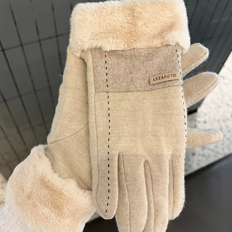 PALBAS Sheep Wool Knit Gloves Women's-5