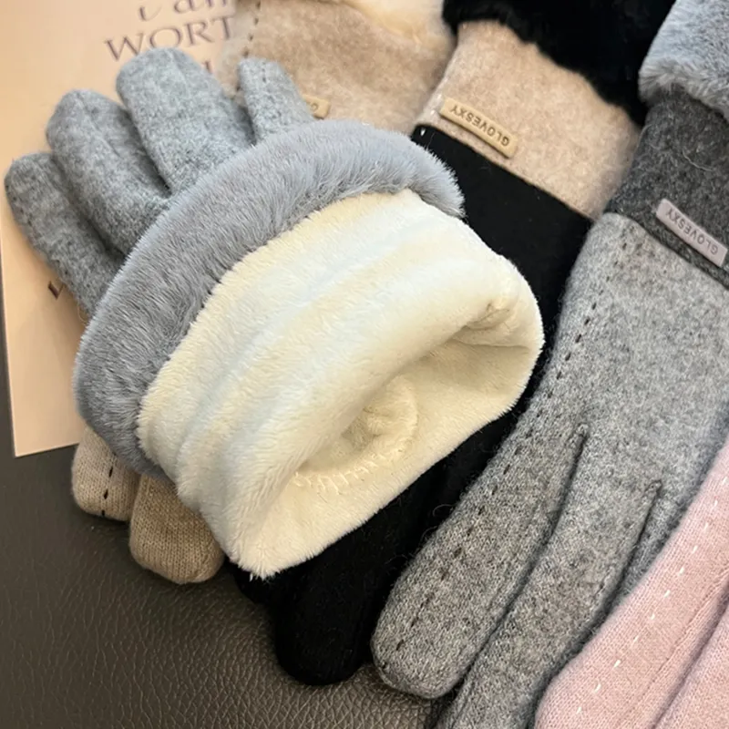 PALBAS Sheep Wool Knit Gloves Women's-11