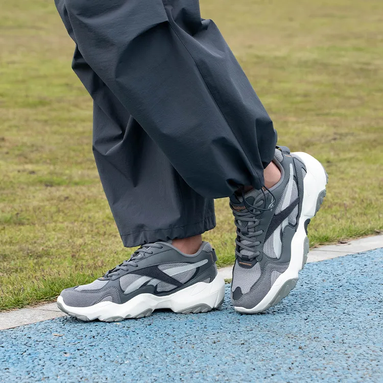 Reebok FLUFFI PUFF CN Anti Slip Wear Resistant Breathable Height Increasing Low Top Running Shoes Unisex Gray-6
