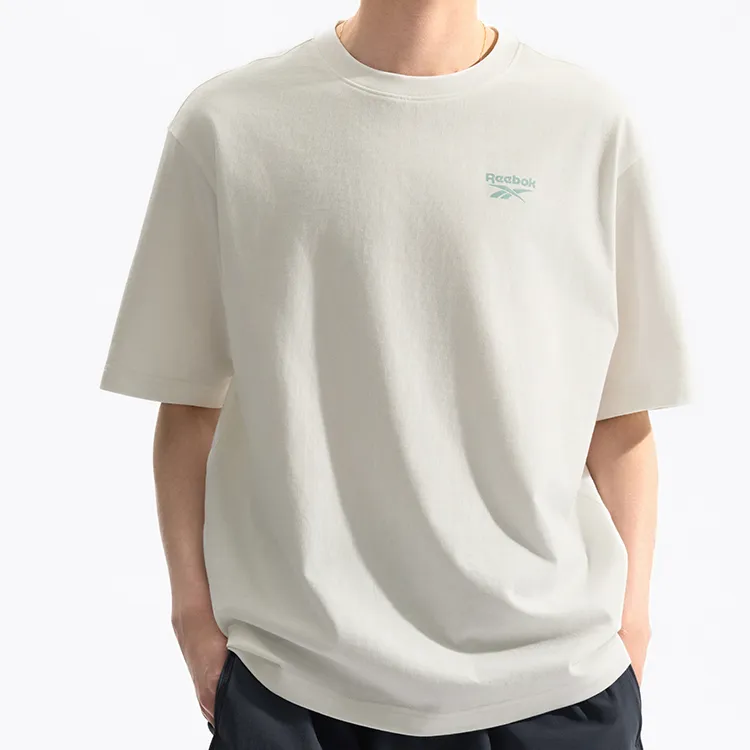 Reebok Drop Shoulder Sleeve T Shirt Unisex Raw White-2