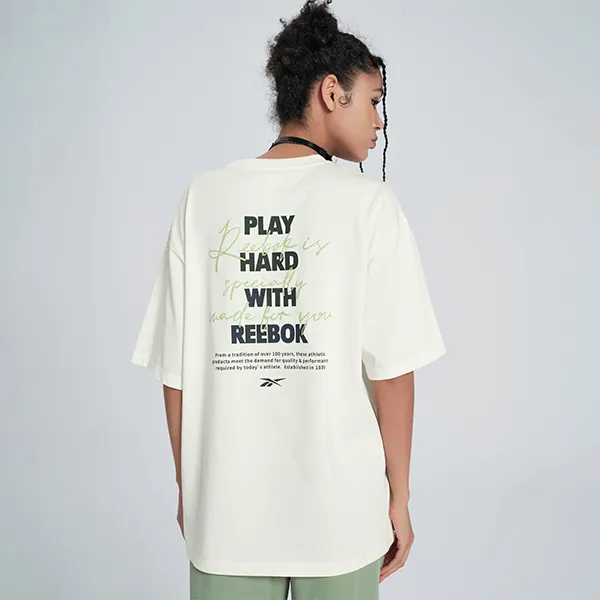 Reebok Drop Shoulder Sleeve T Shirt Unisex Natural White-5