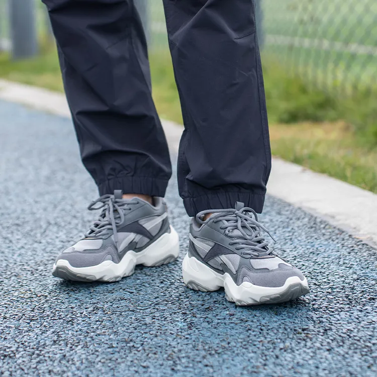 Reebok FLUFFI PUFF CN Anti Slip Wear Resistant Breathable Height Increasing Low Top Running Shoes Unisex Gray-7
