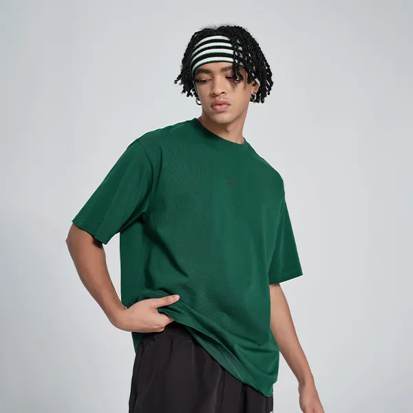Reebok Drop Shoulder Sleeve T Shirt Unisex Dark Green-2
