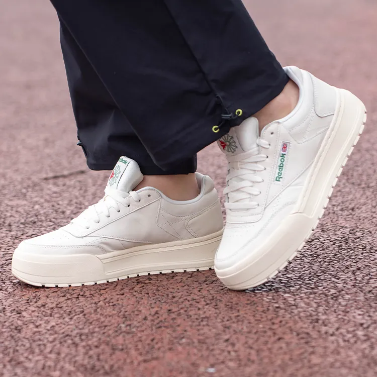 Reebok CLUB C MEGACOURT Anti Slip And Wear Resistant Height Increasing Low Top Skateboard Shoes Unisex White-7