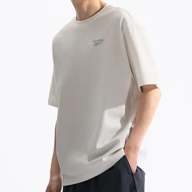 Reebok Drop Shoulder Sleeve T Shirt Unisex Raw White-3