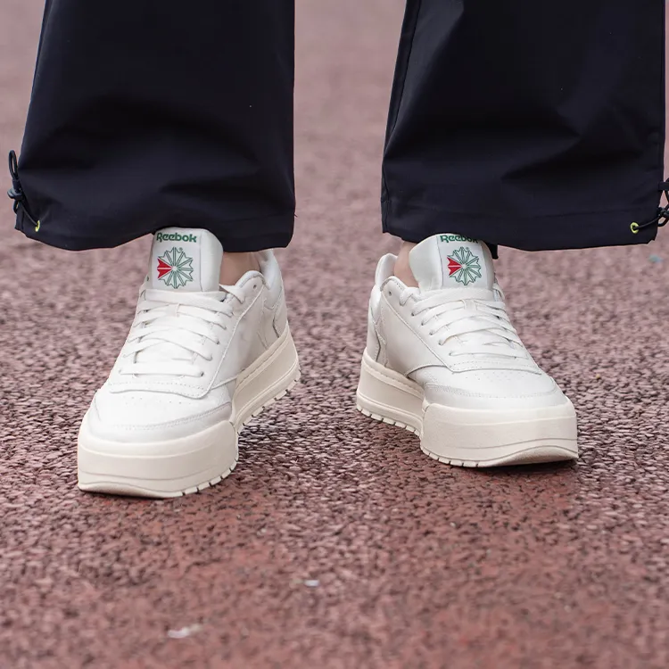 Reebok CLUB C MEGACOURT Anti Slip And Wear Resistant Height Increasing Low Top Skateboard Shoes Unisex White-5