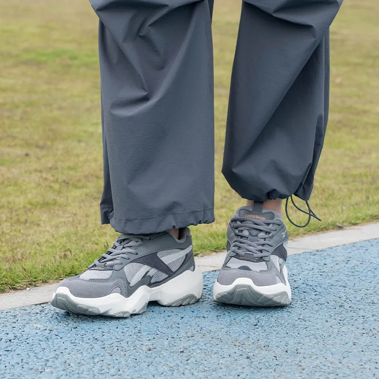 Reebok FLUFFI PUFF CN Anti Slip Wear Resistant Breathable Height Increasing Low Top Running Shoes Unisex Gray-5